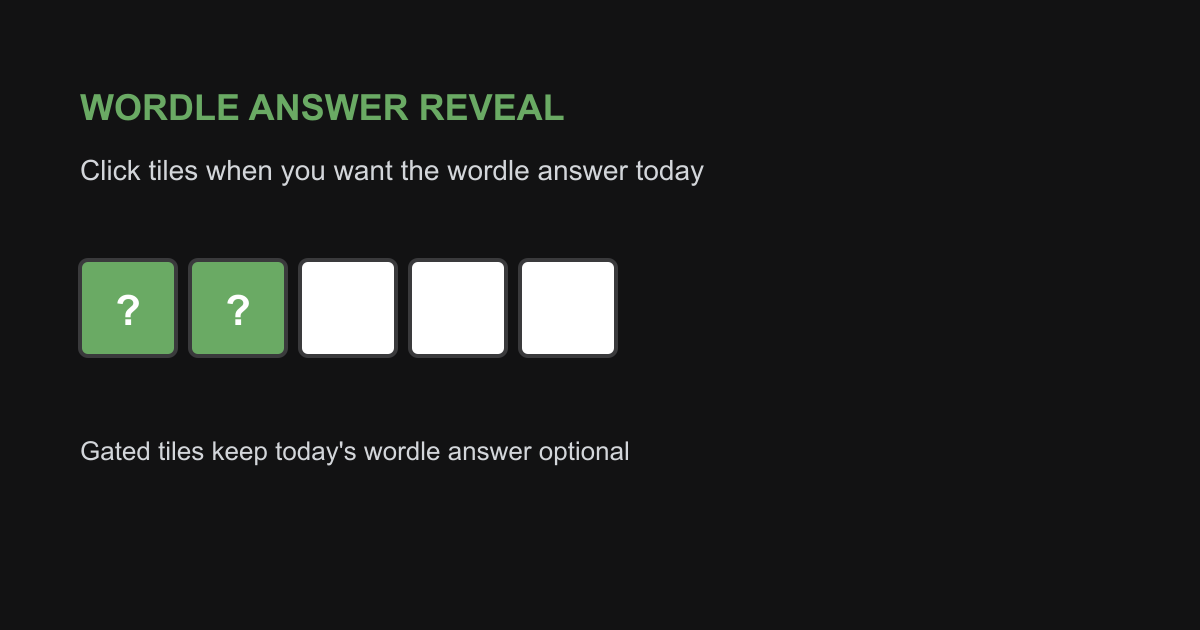 Wordle answer tile reveal for today's solution